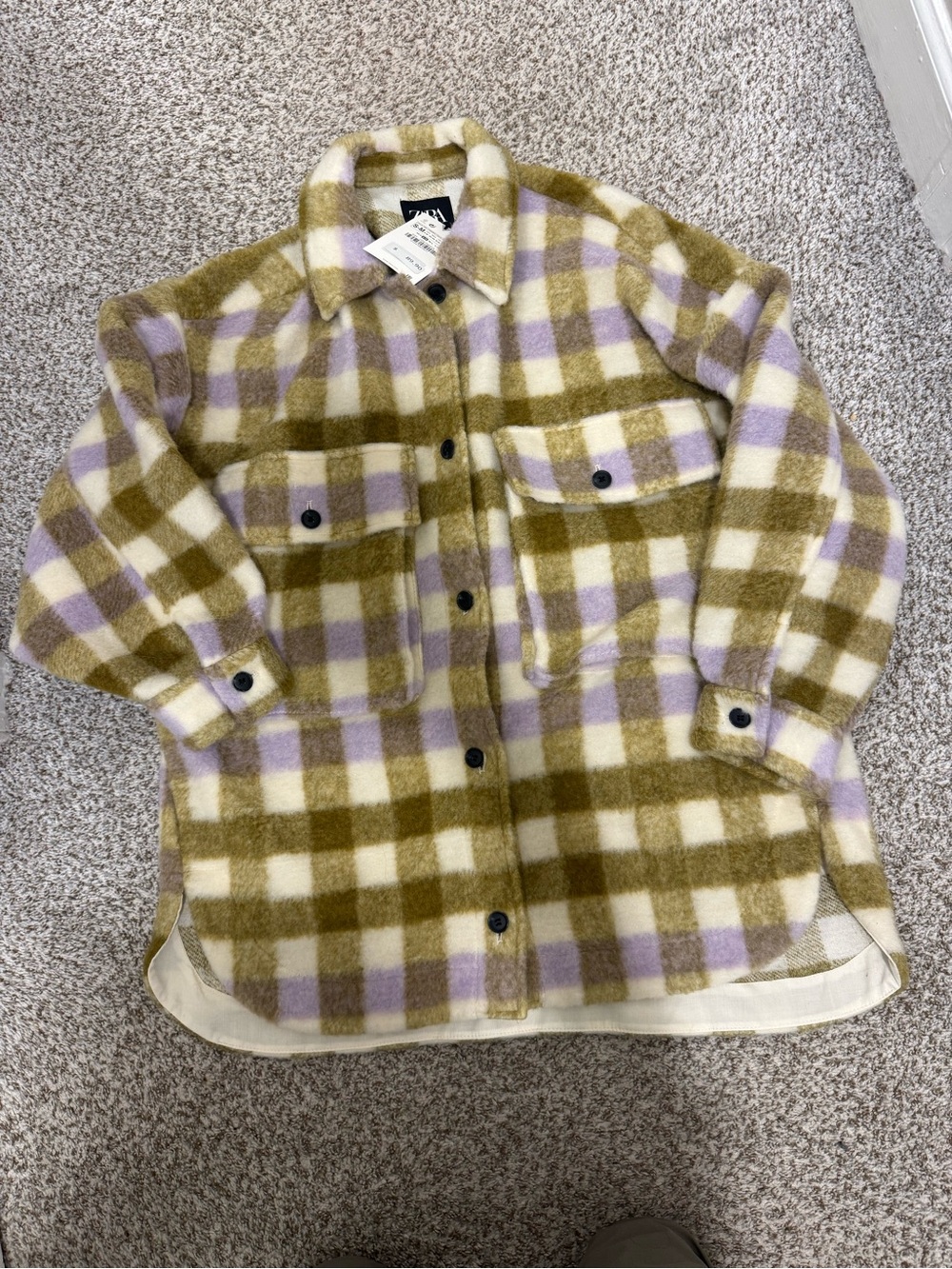NWT Zara oversized wool blend shirt shacket plaid shacket sz s-m small/medium